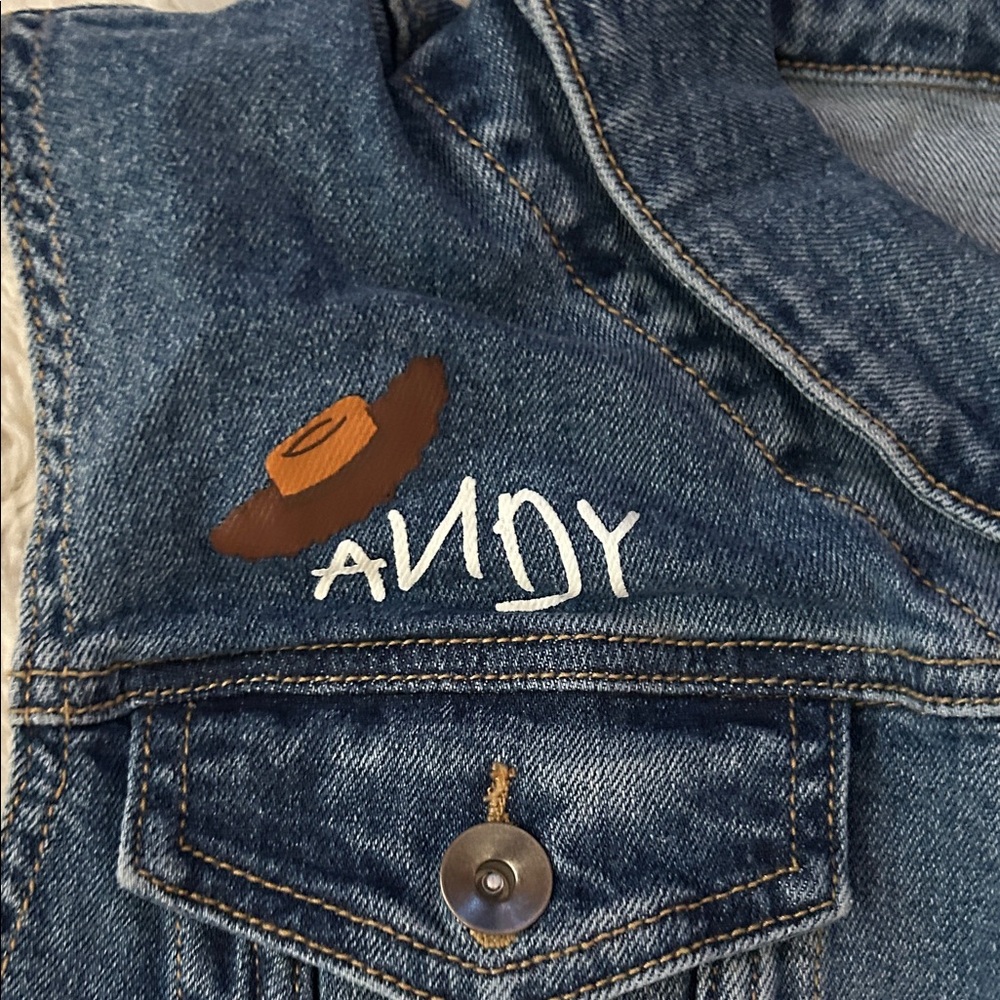 Blue Denim Vest with Cream Embroidered Back Patch - Picture 4 of 6